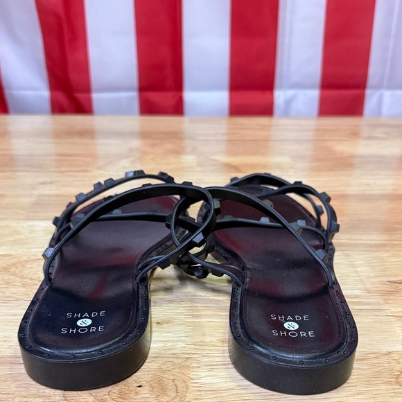 Shade & Shore Black Studded Sandals - Picture 3 of 7